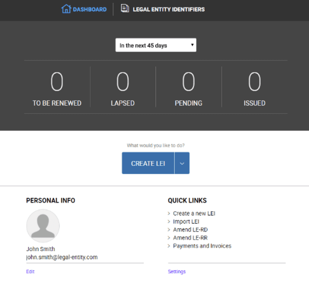 Legal Entity Identifiers (LEI) Dashboard