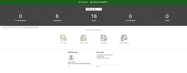 EnterpriseLEI User Guide Login screen image