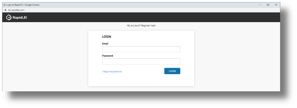 LEI Management Platform login screen image