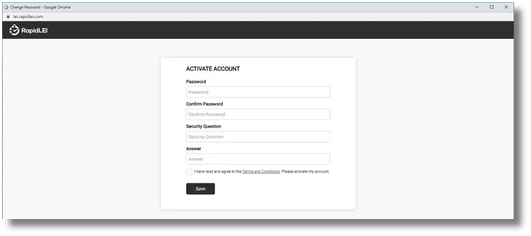 Activate an Account with RapidLEI LEI Management Platform image
