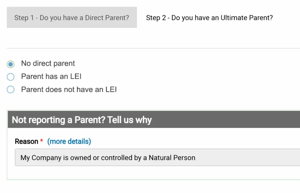 LEI Parental Reporting