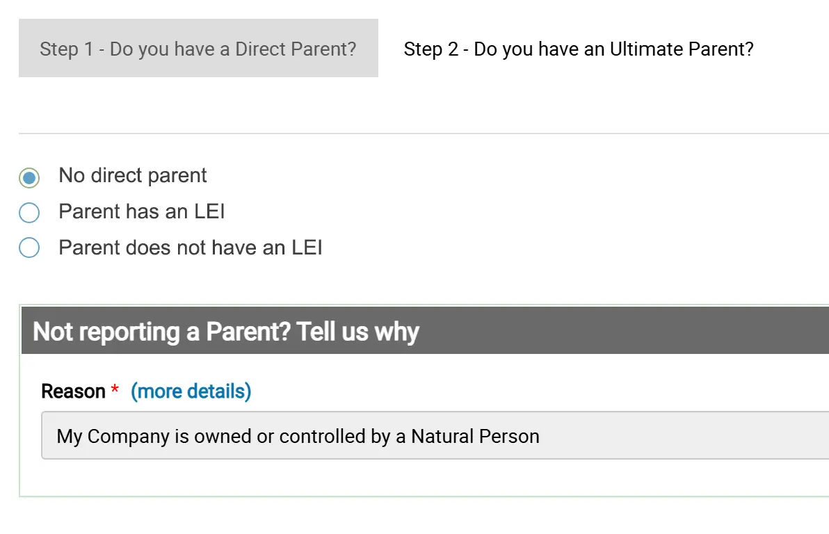 LEI Parental Reporting